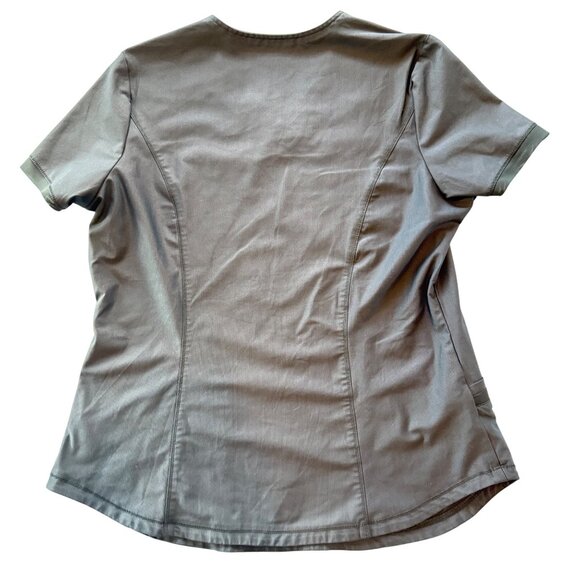 Cherokee Form Womens Dark Gray V-Neck Scrub Top Size Large Moisture-Wicking Stre - Picture 6 of 6